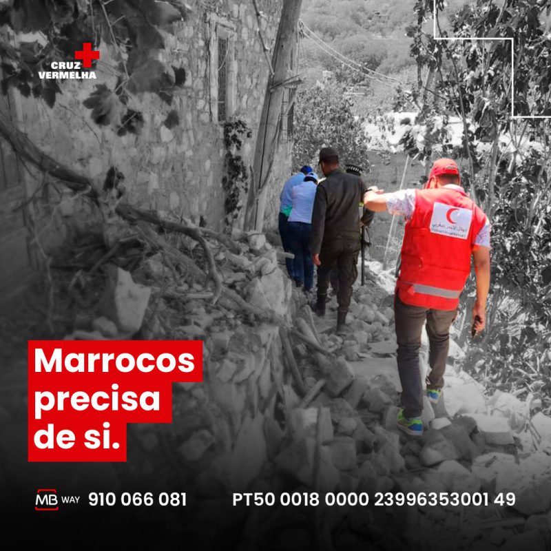 A Cruz Vermelha lançou um apelo de Emergência. Porque Marrocos precisa de todos. Todos os que puderem contribuir e apoiar esta causa: MBWAY: 910 066 081